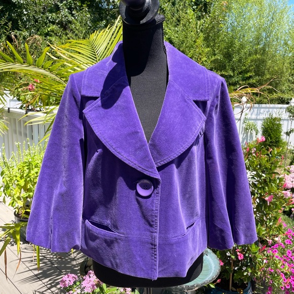 INC International Concepts Women's Violet Purple Velvet Swing Jacket Size Medium - Picture 1 of 10